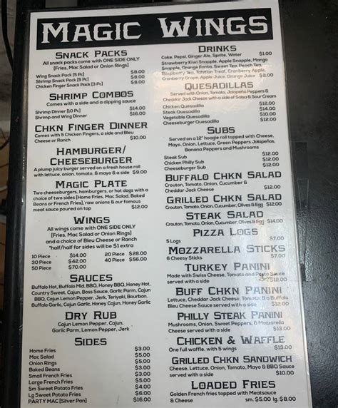 kelvins magic wings hudson menu